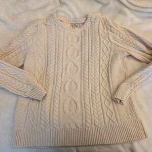 LL Bean womens cabled cotton sweater xl